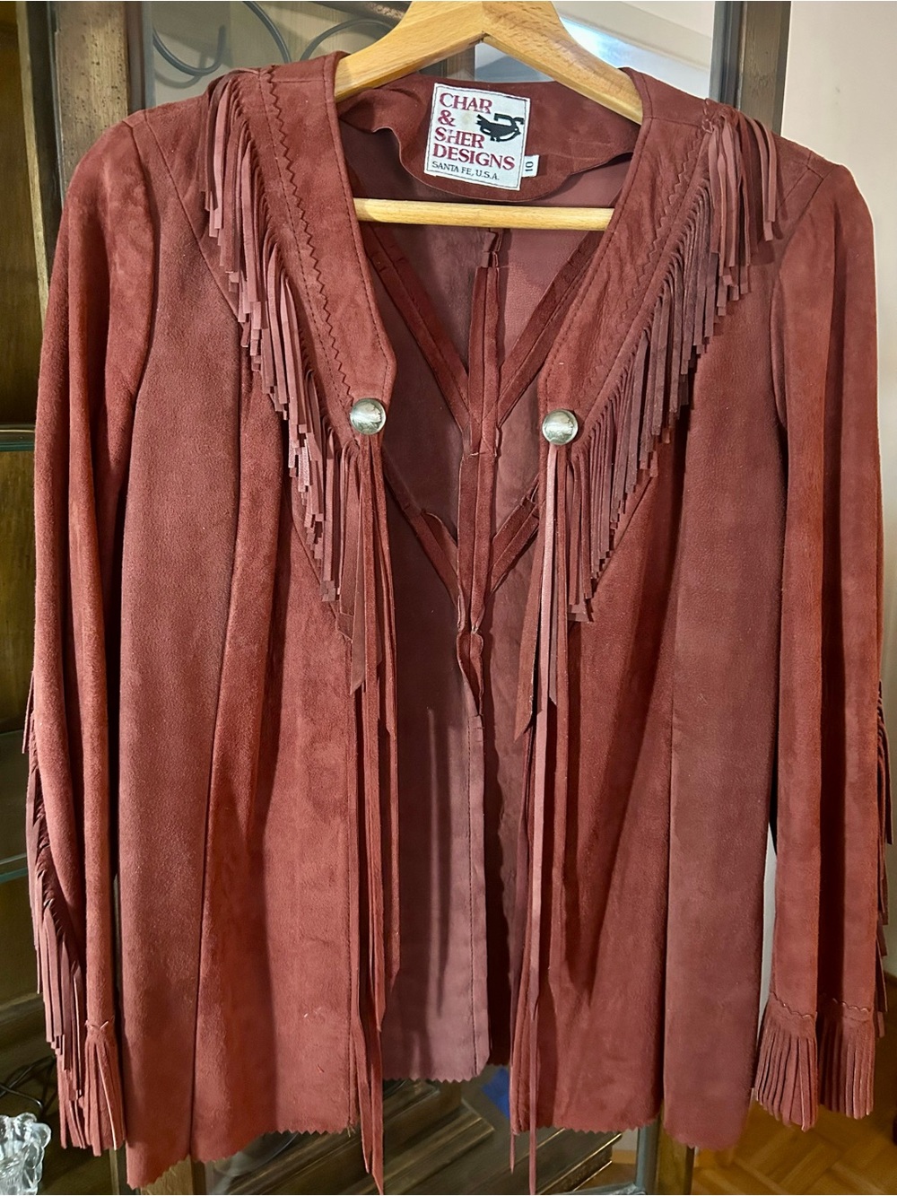 Suede Fringe Jacket in Burgundy - Picture 5 of 5